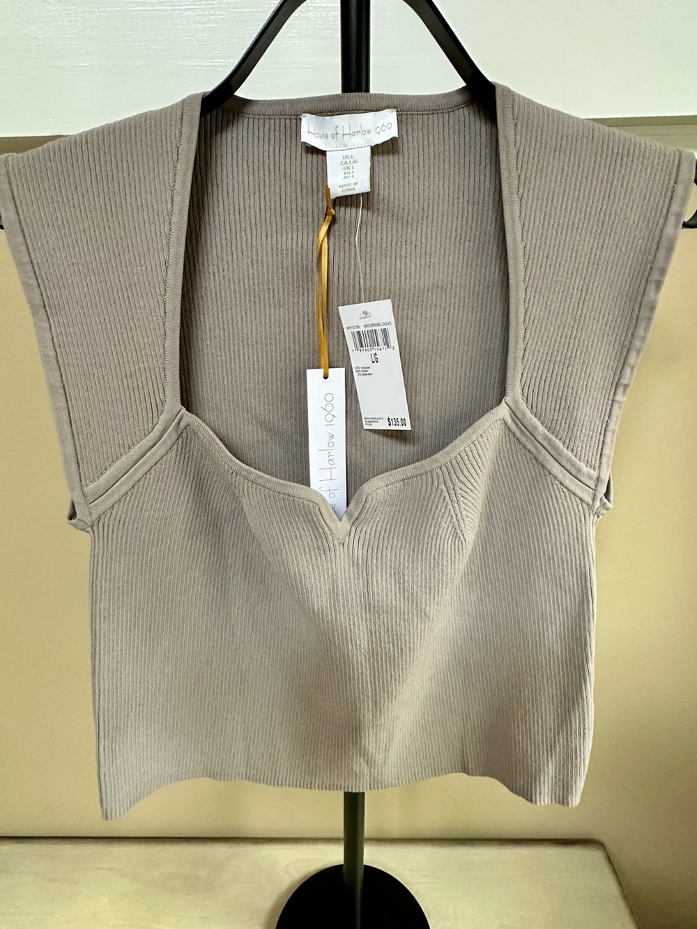 NWT House of Harlow 1960 Moving Dove Ribbed Corset Tank Top Size L